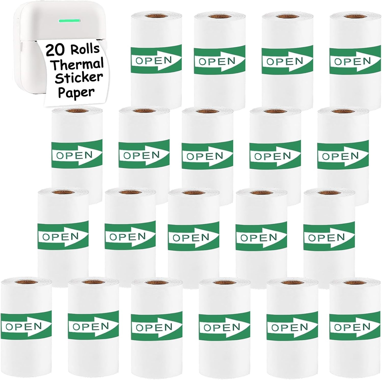 10 Rolls Self-Adhesive Sticker Thermal Paper for Sticker Printer, 57X25Mm | Comp