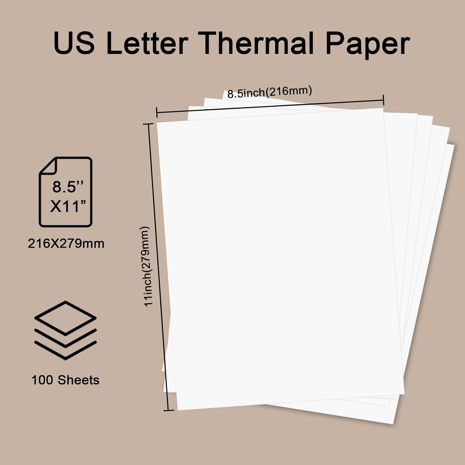 Sheets Thermal Printer Paper, ‘× ‘ US Letter Size, Advanced