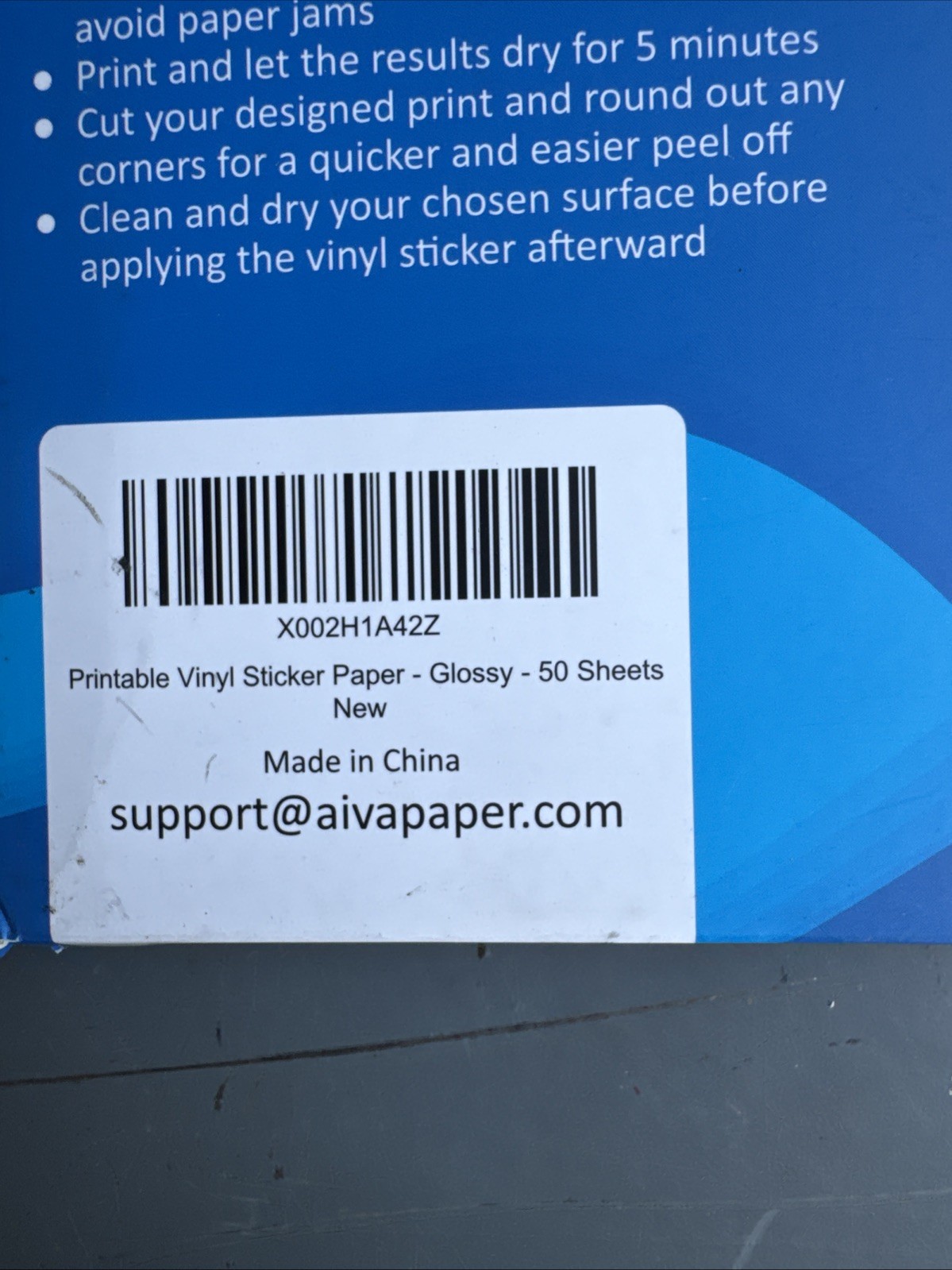 8 1/2 X 11 in 50 Sheets Of Vinyl Sticker Paper Glossy Inkjet 100 Microns Thick