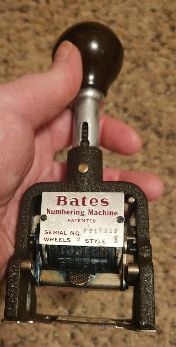 VTG Bates Multiple Movement Numbering Machine, Six Wheels, Re-Inkable, Size E