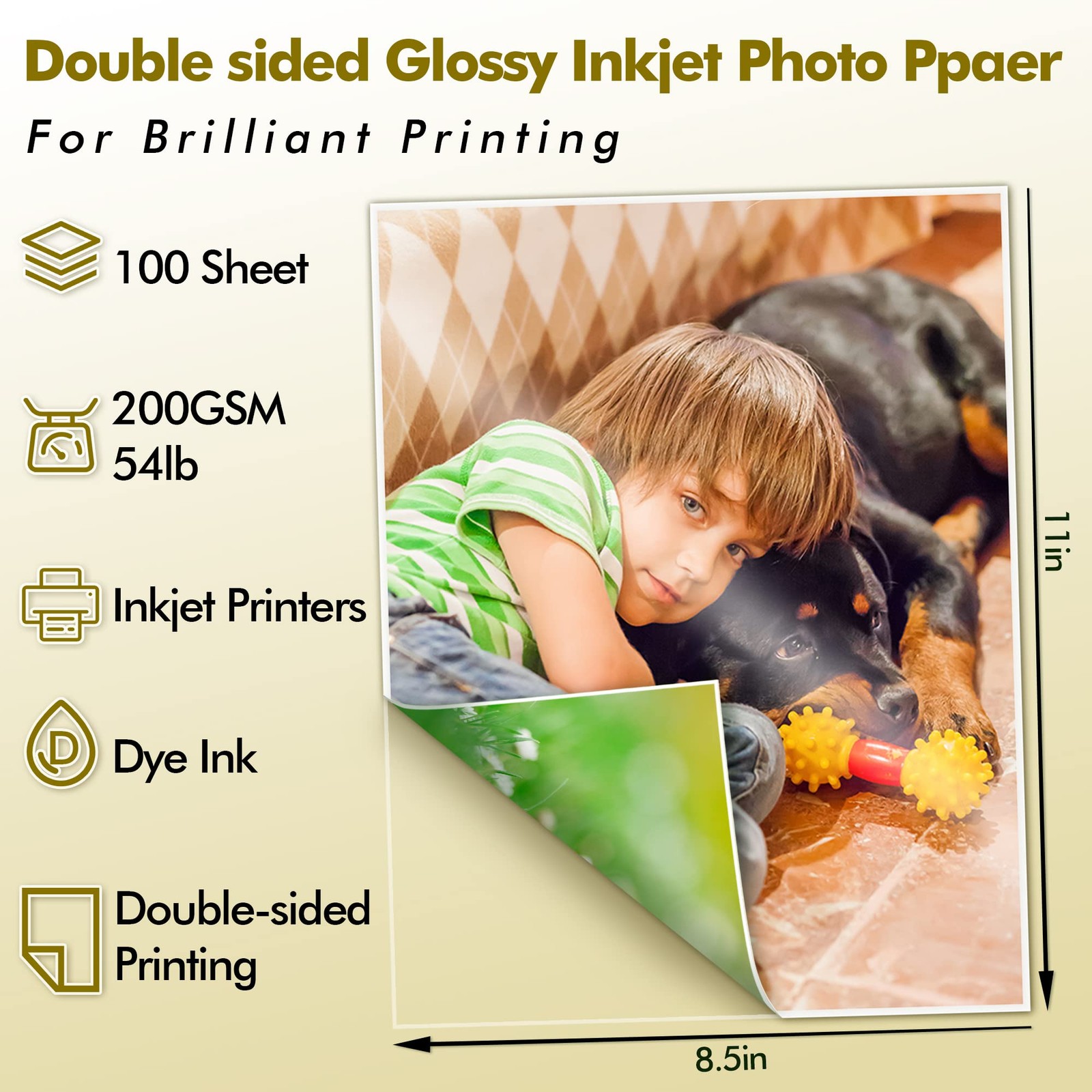 100 Sheets Koala 8.5×11 Inch Thick Double Sided Glossy Photo Paper 54LB Inkjet