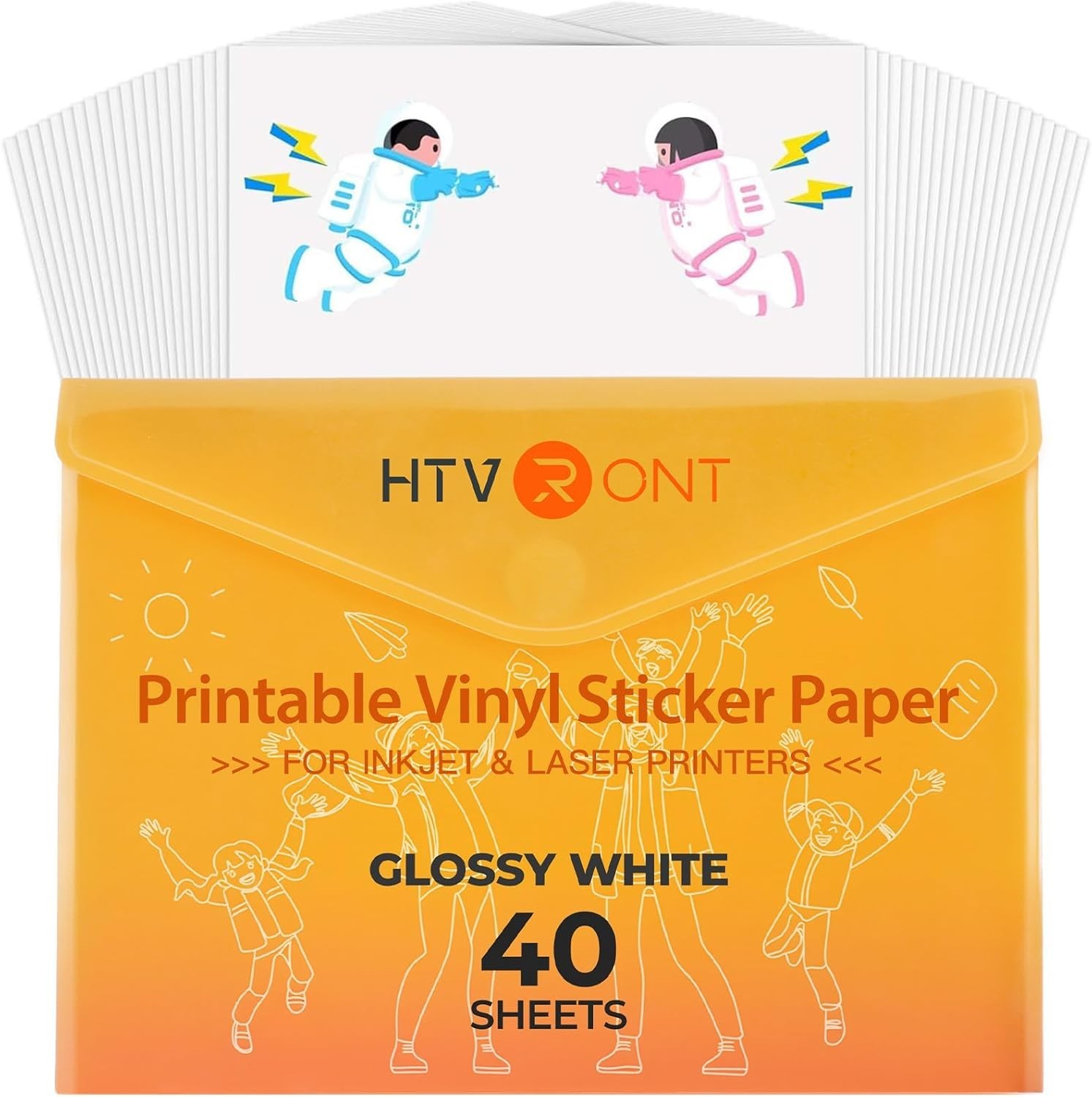 Printable Vinyl for Inkjet Printer & Laser Printer – 40 Pcs Glossy White Wate…