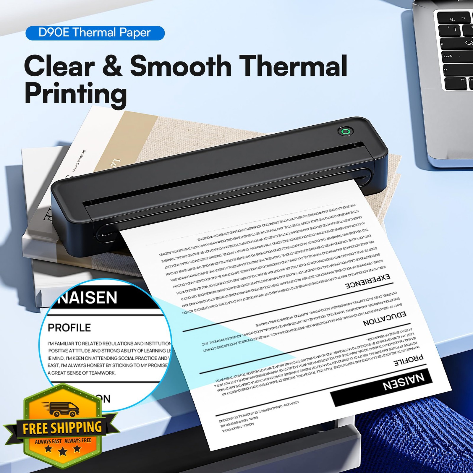 ETIKEZ D90E Thermal Printer Paper 8.5 x 11 Inch, Continuous Folding Thermal P…