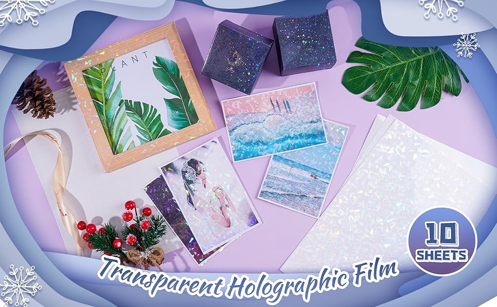 2 Types Transparent Holographic Laminate Sheets Overlay Lamination Vinyl A4 Size
