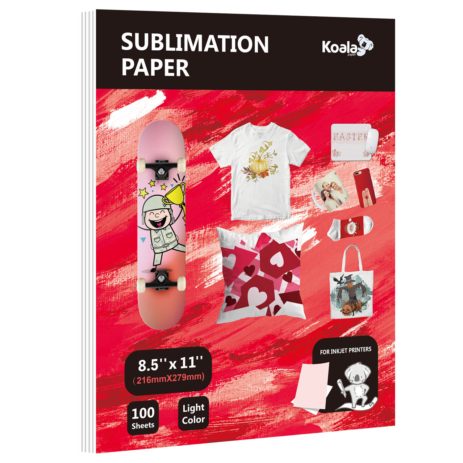 Koala Sublimation Paper 8.5×11 100 Sheet for Inkjet Printer Cotton Polyester Mug