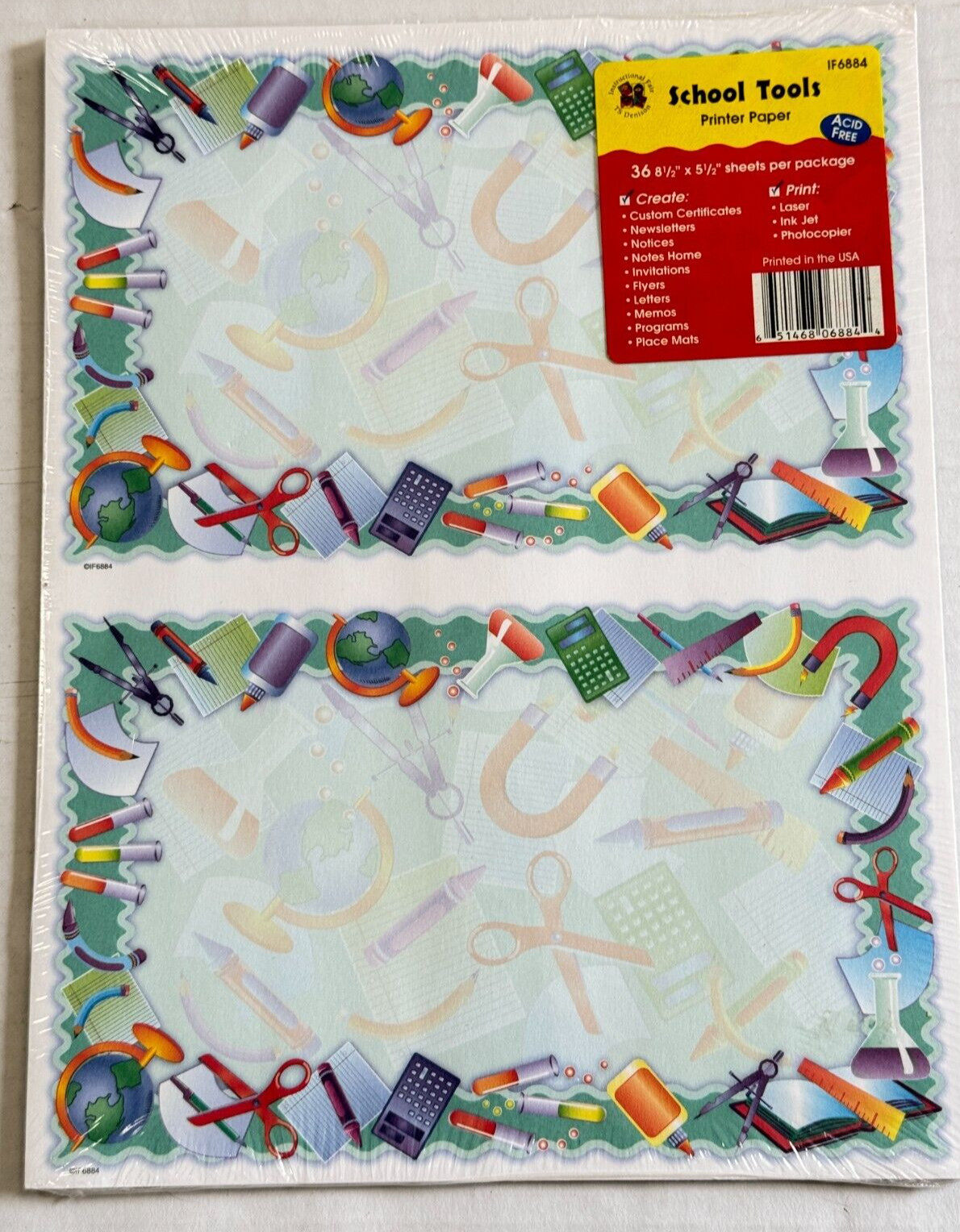School ABC Birthday Inkjet Printer Paper Letter 8-1/2″ x 11″ Note Cards LOT of 6