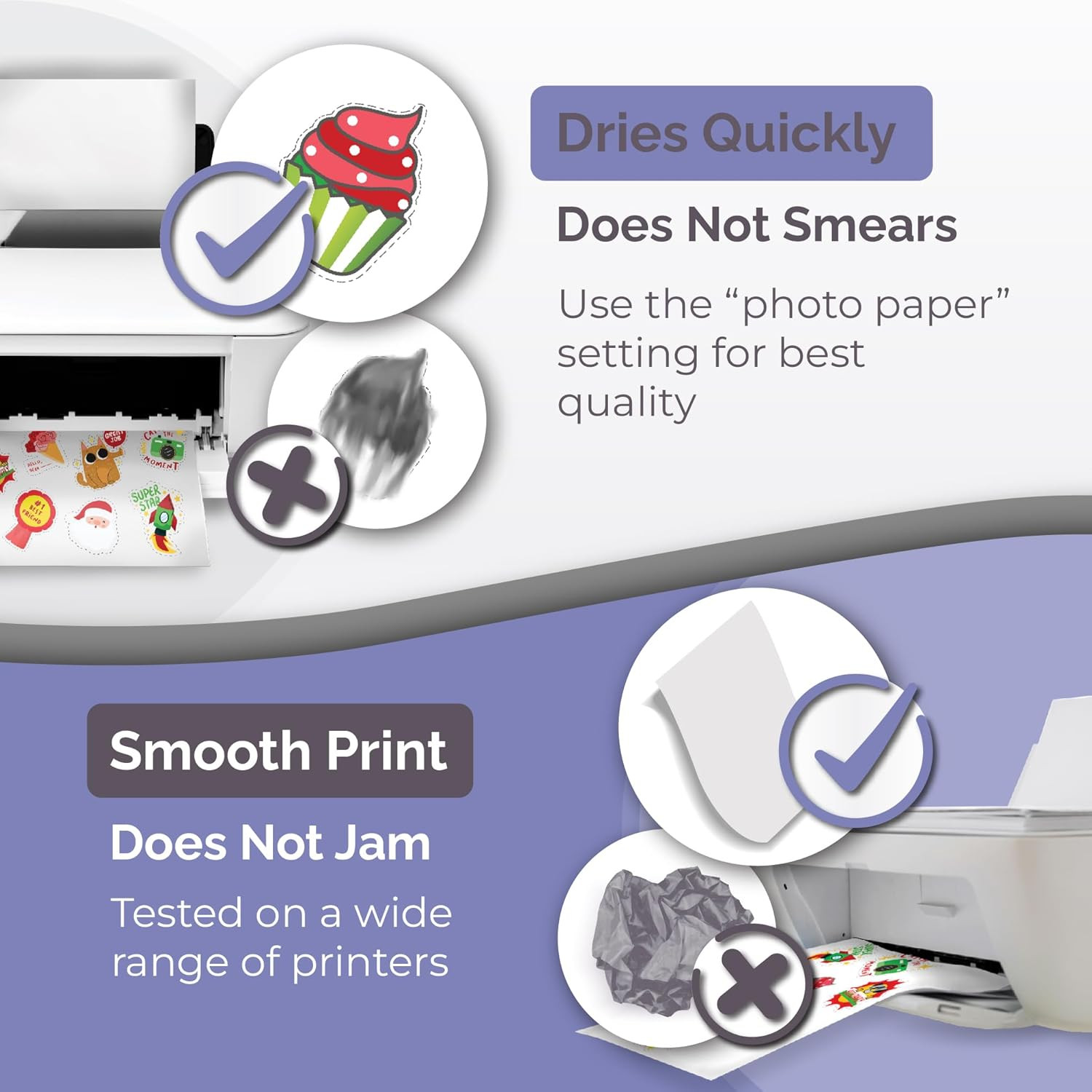 Translucent Semi-Clear Sticker Paper for Inkjet Printer & Laser Printer 62 Sheet