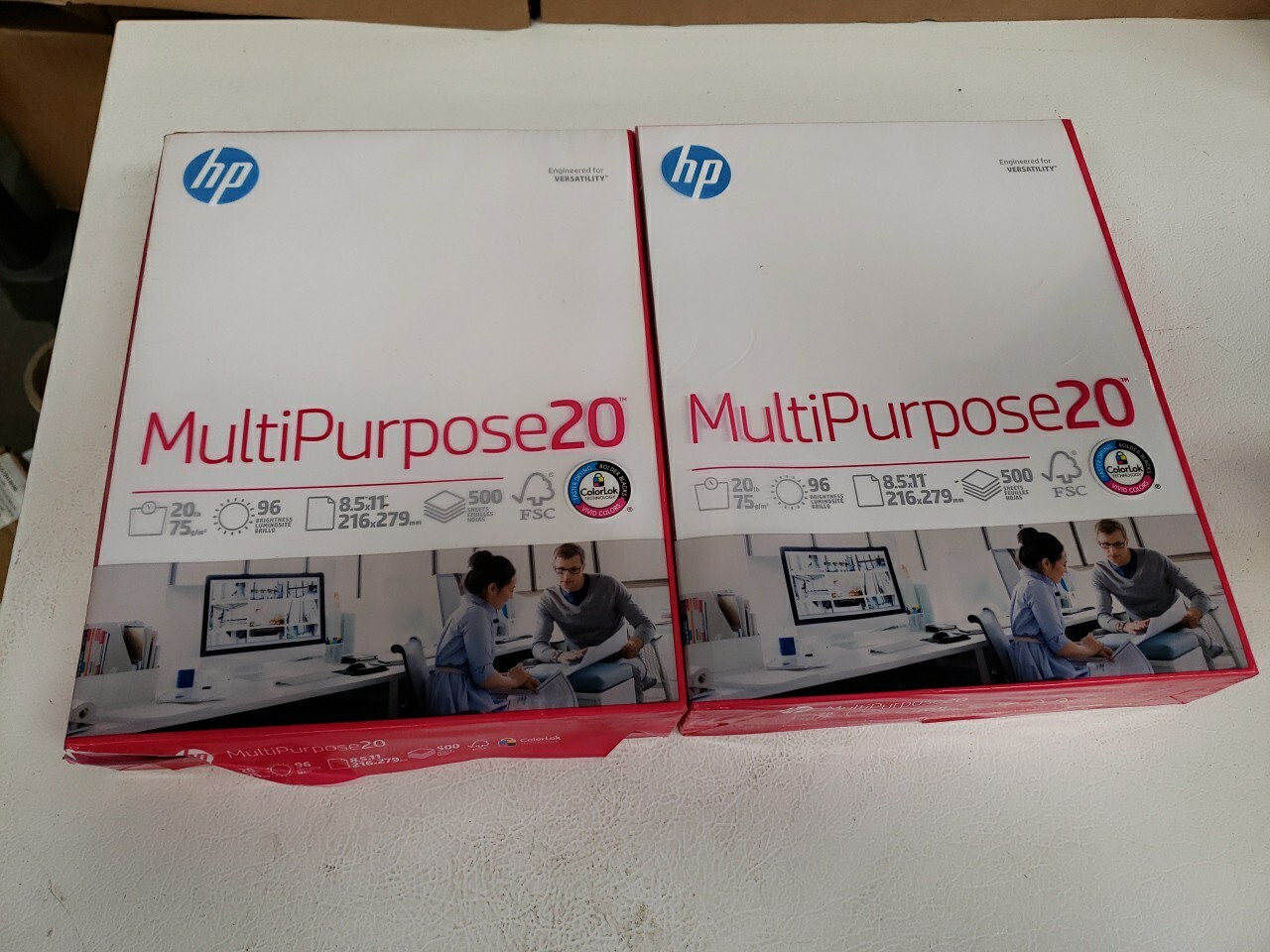 HP HEW112000 Multipurpose Paper White 8.5 x 11 in, 96 Bright 20lb, 500 Sheet- X2
