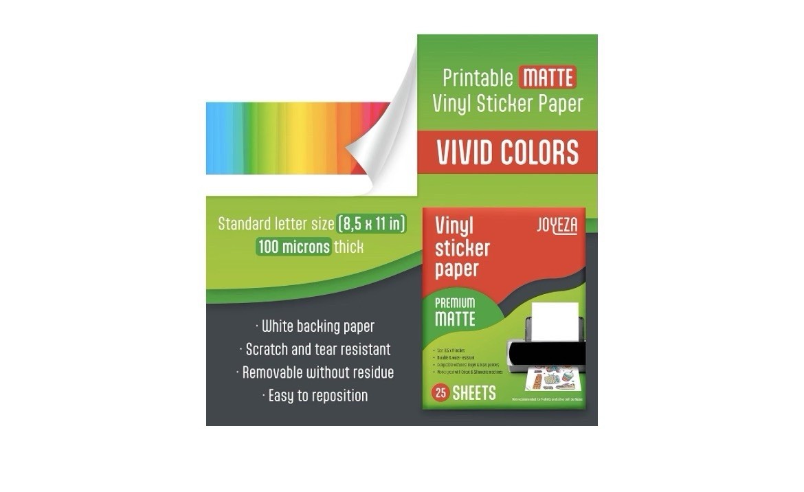 Premium Printable Vinyl Sticker Paper for Inkjet Printer – 25 Sheets Matte Wh…