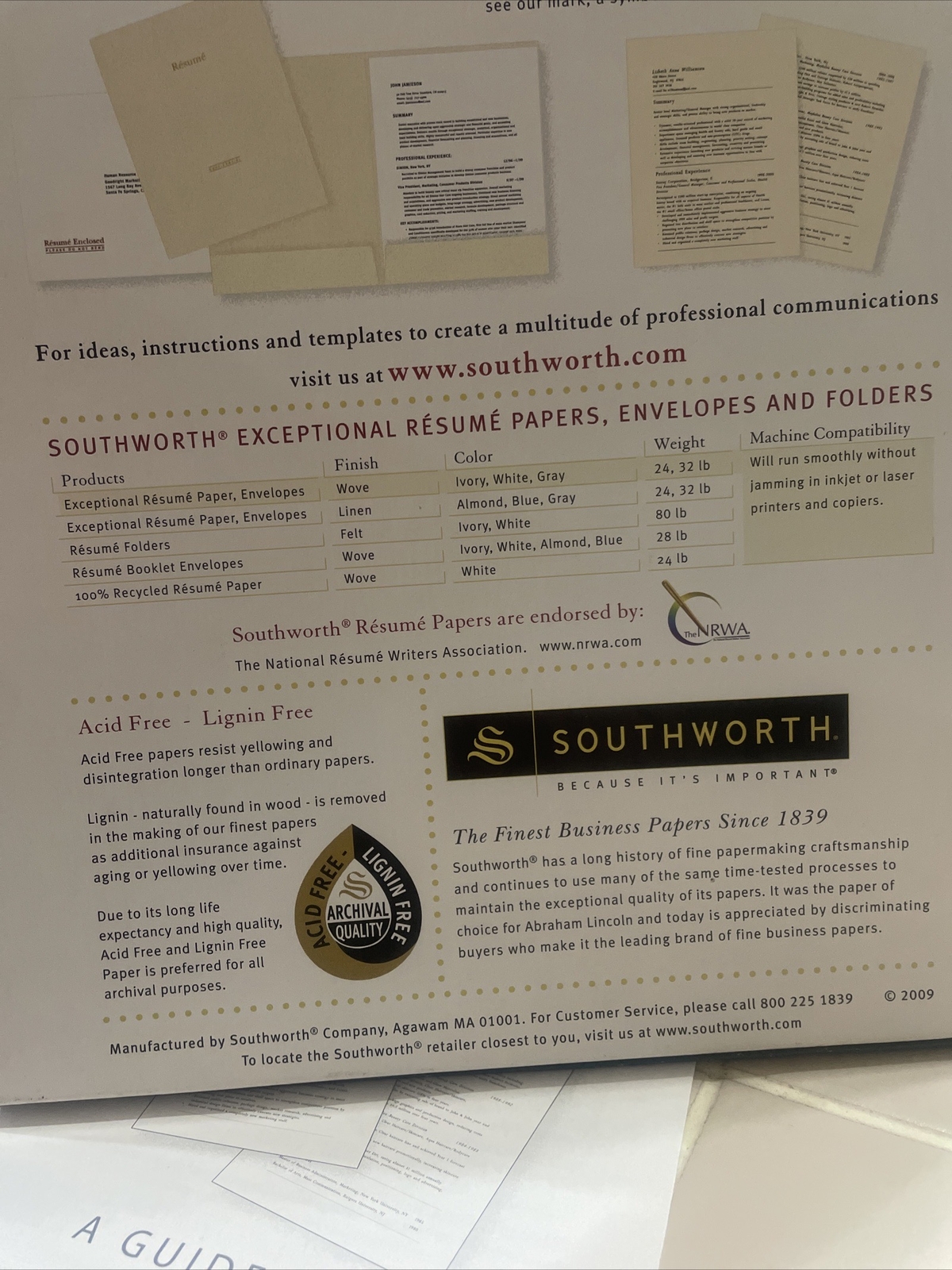 Southworth (47) Connoisseur Resume Paper Ivory Cotton 8.5×11 24lb Used Vintage