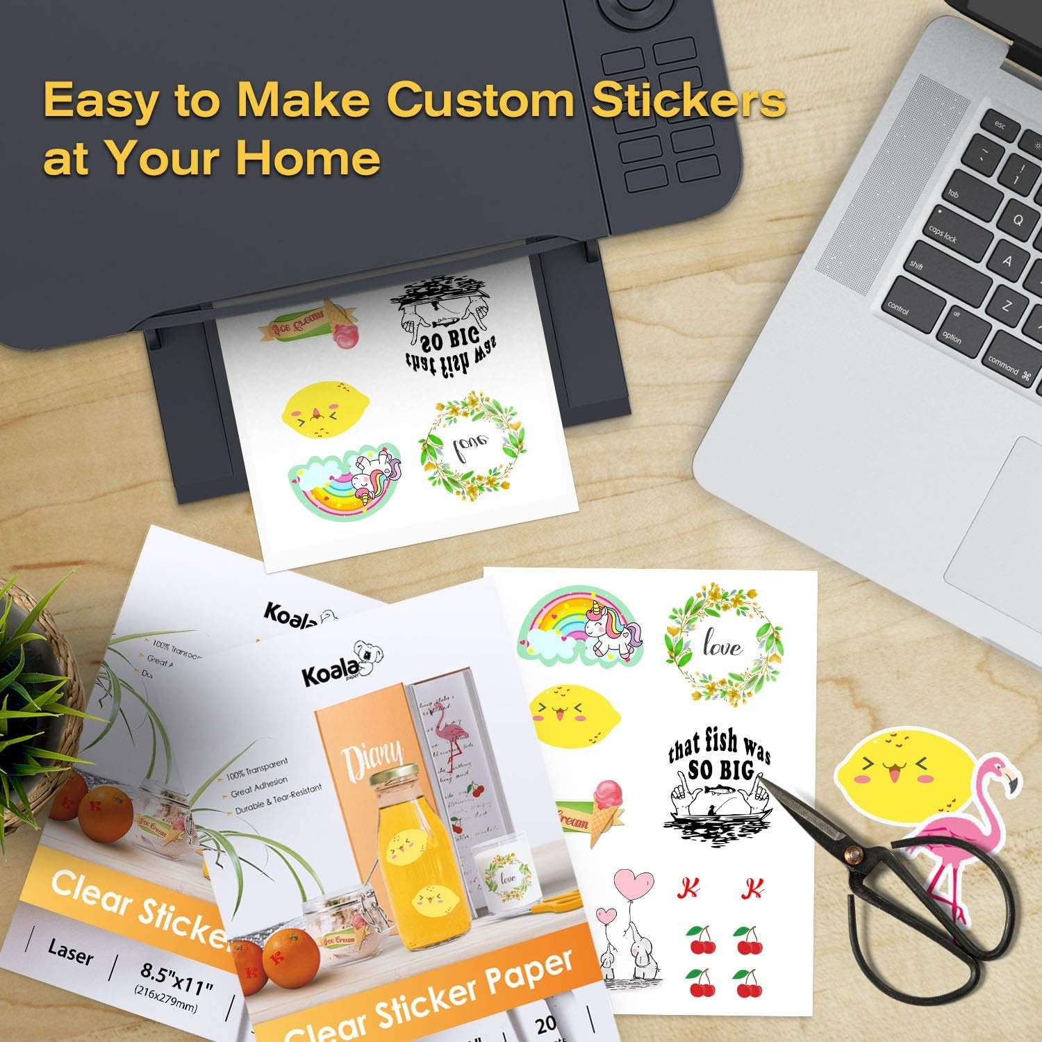 Koala Printable Clear Sticker Paper – ONLY for LASER 8.5×11 Inch,