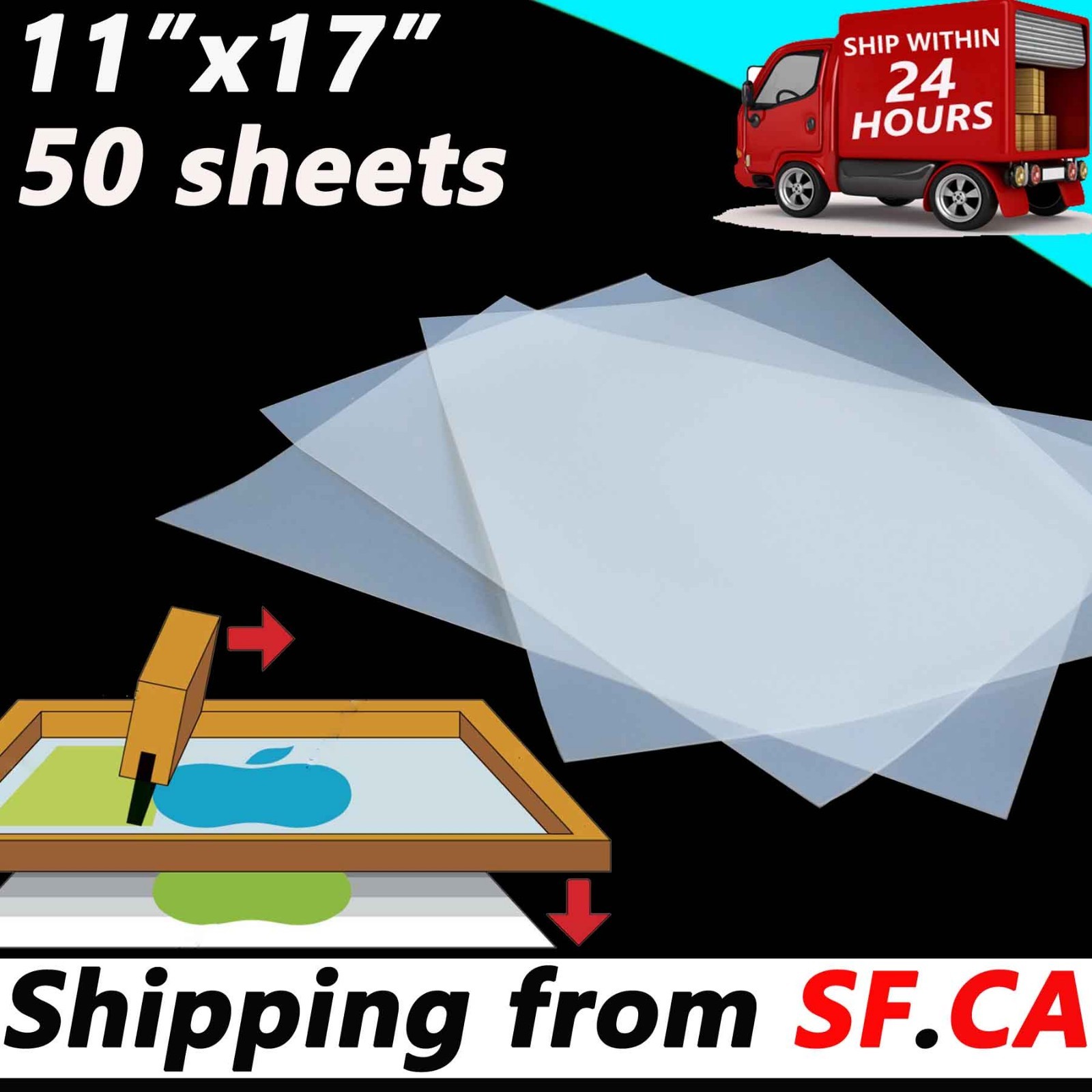 50 sheets,Waterproof Instant Dry Inkjet Milky Transparency Positive Film 11 x 17