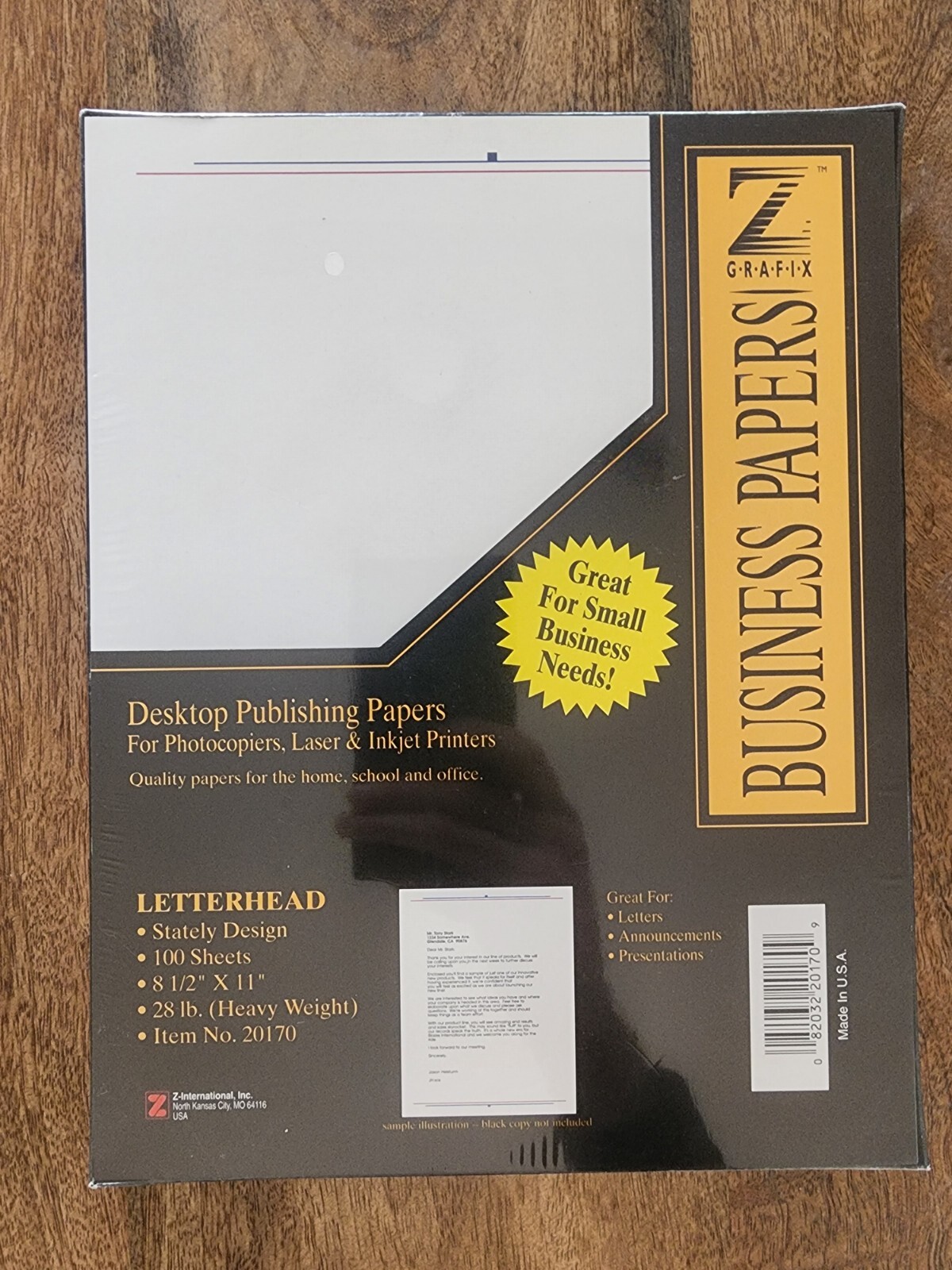 NEW Z Grafix Desktop Publishing Paper 100 Sheets Stately Design 8 1/2″ x 11″