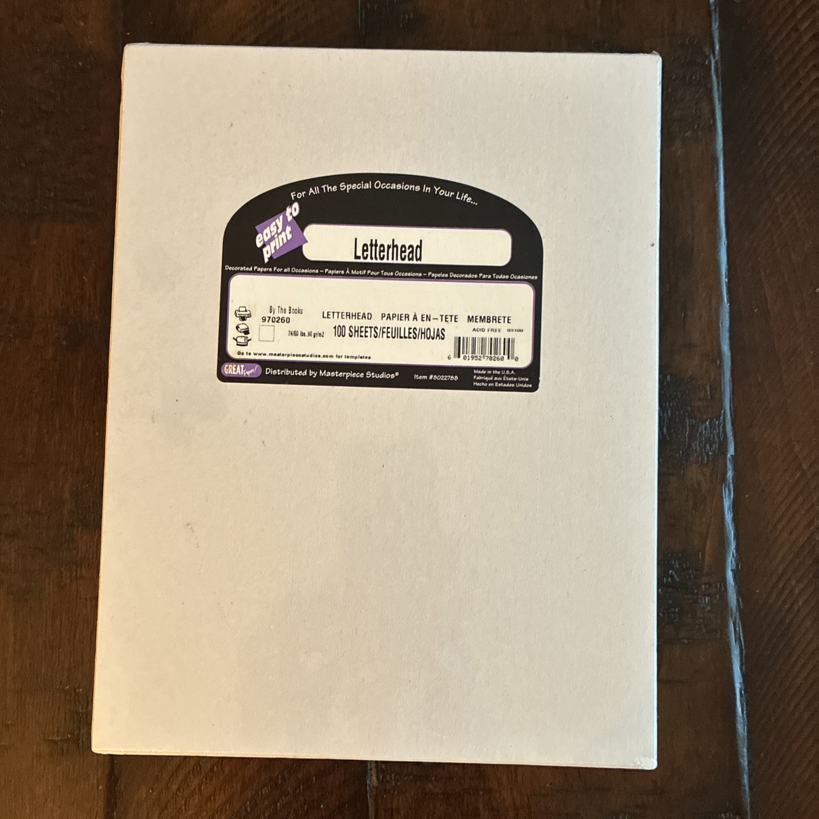 GREAT PAPERS Letterhead 100 Sheets BY THE BOOKS Printer Paper 8.5”x11” NOS