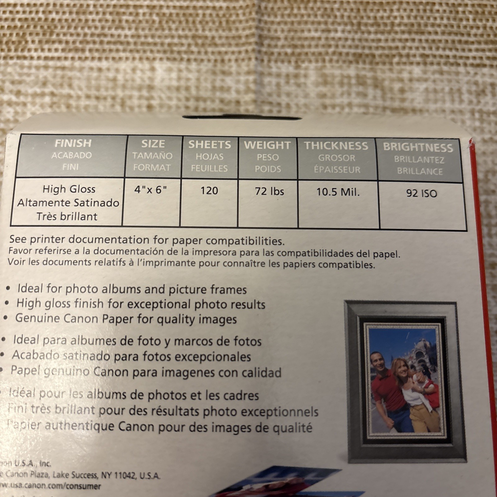 Canon Photo Paper Plus Glossy 4×6″ 90 Sheets Gloss USA Made