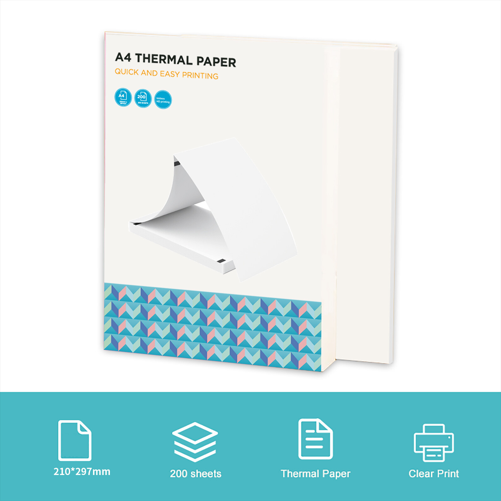 A4 Thermal Paper 200 Sheet Fanfold Printing Paper for Thermal Printer C6W5