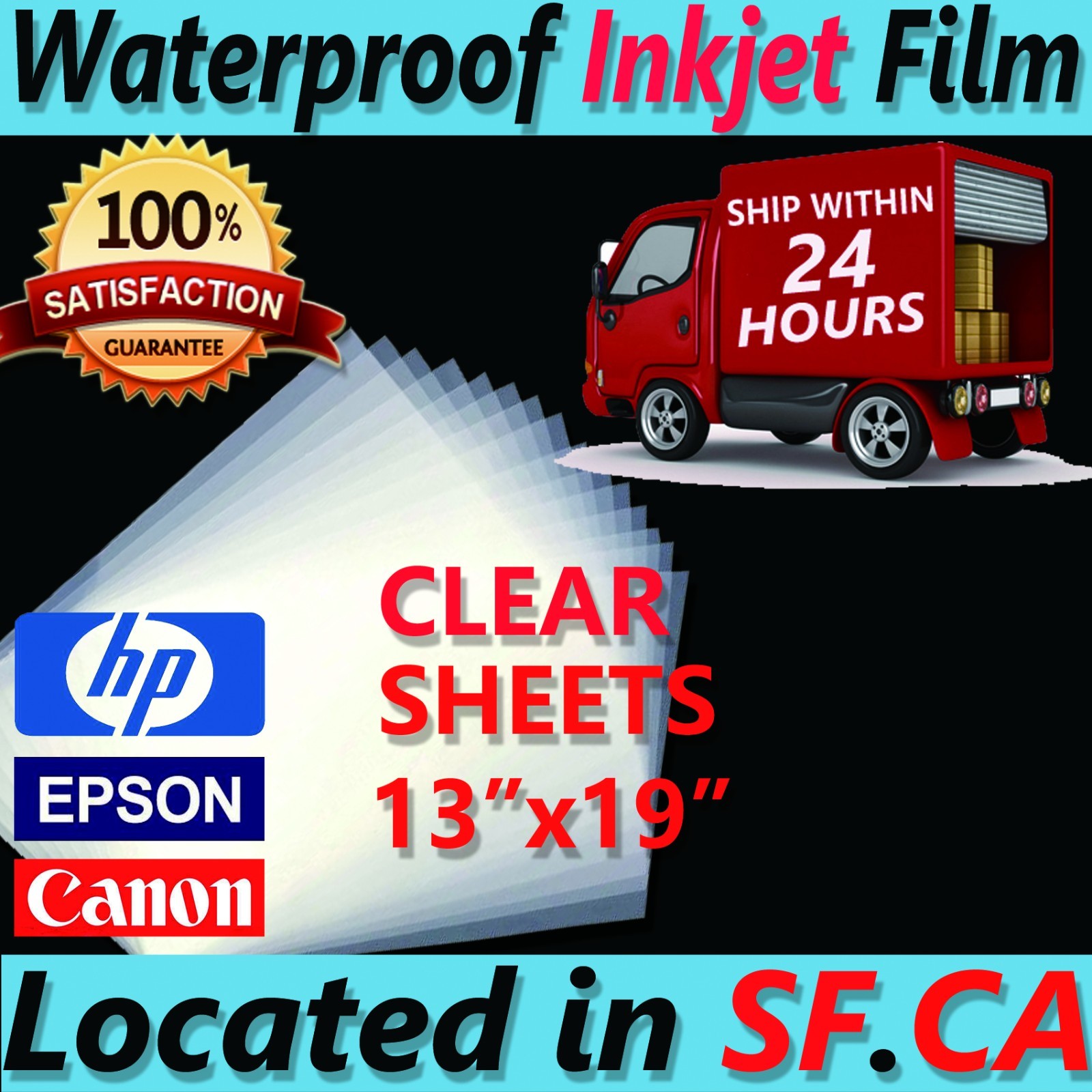 50 sheets,Waterproof Instant Dry Inkjet Milky Transparency Positive Film 11 x 17