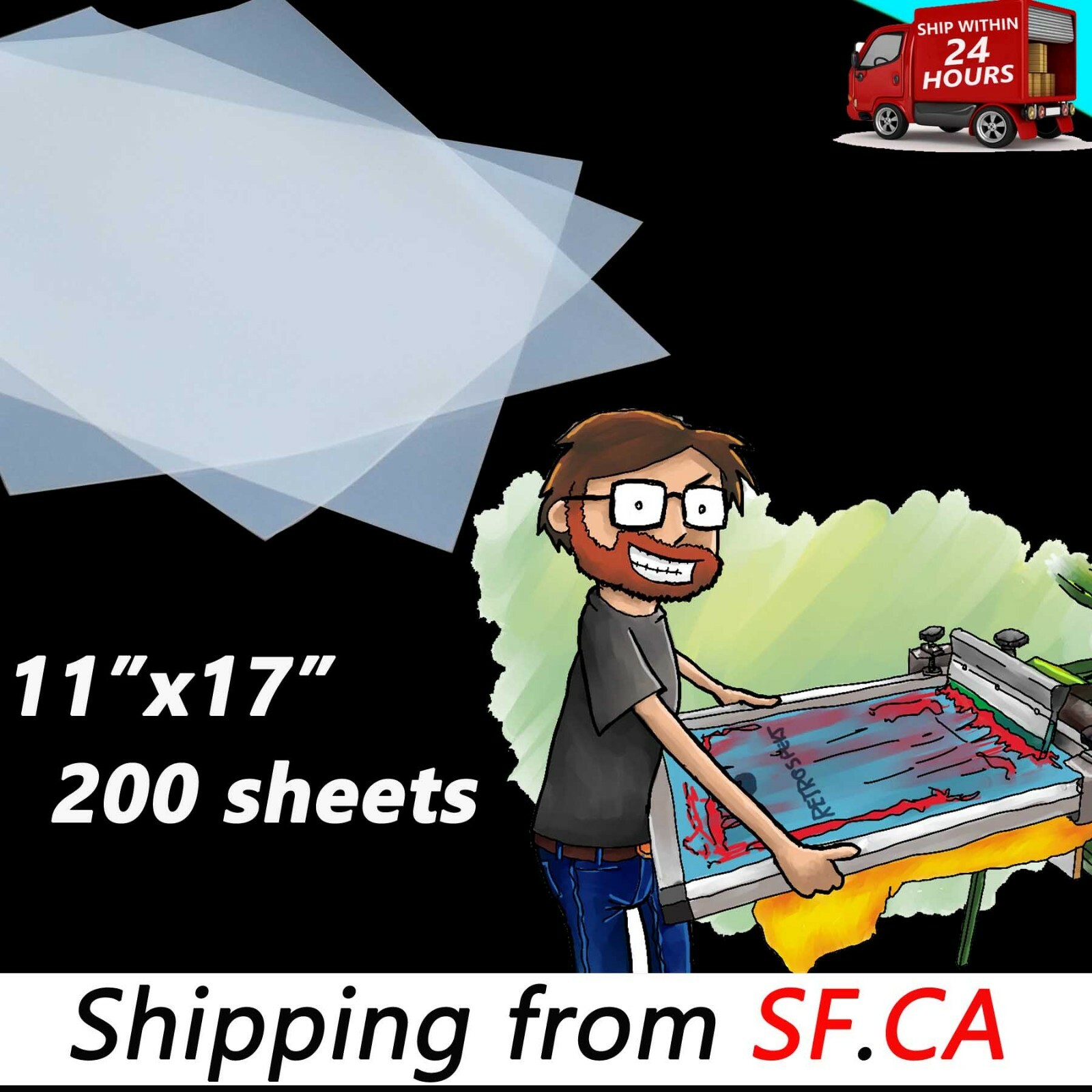 11″x17″,200 Sheets,Waterproof Screen Printing Transparency Inkjet Positive Film