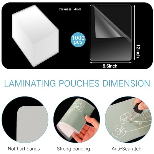 Jetec 1000 Pcs Laminating Sheets Bulk 8.6 x 12 Inch Clear Lamination Sheets 4