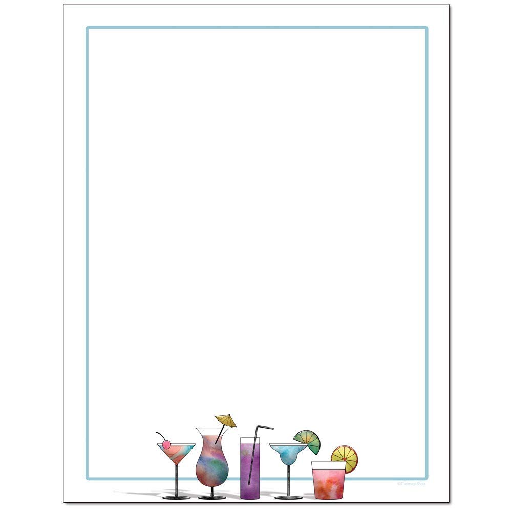 25 Sheets Cocktails Letterhead Laser Inkjet Printer Paper Design