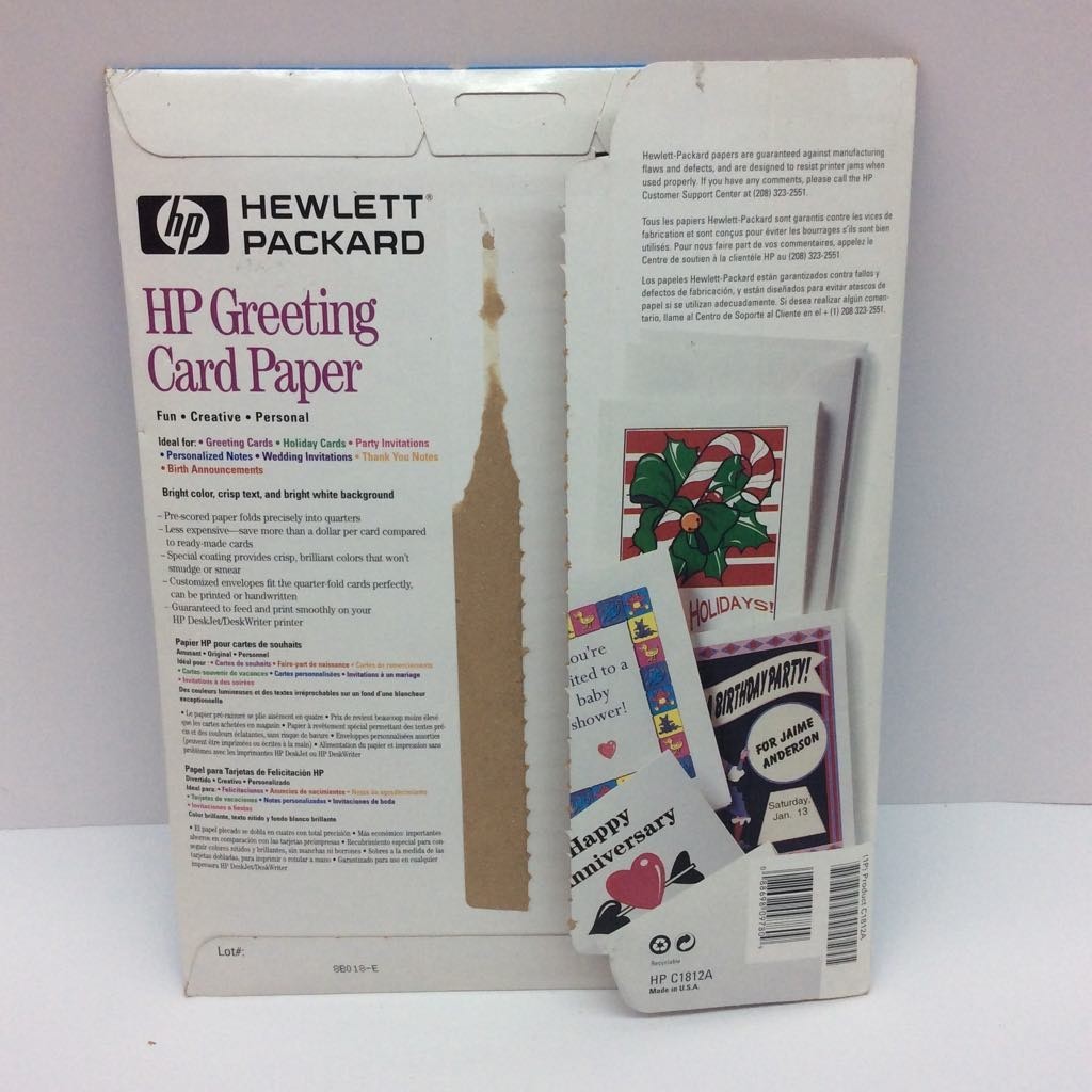 Hewlett Packard HP Greeting Card Paper Open Box Unused