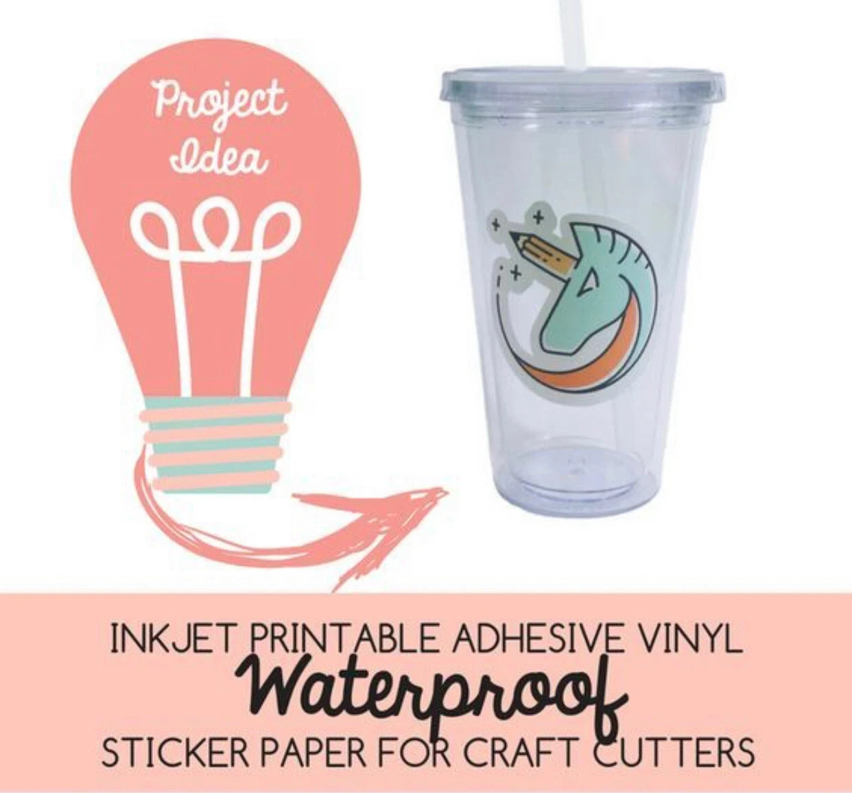 SIHL Inkjet Printable White Vinyl GLOSSY For STICKERS 25 Shs, 8.5×11″ Waterproof