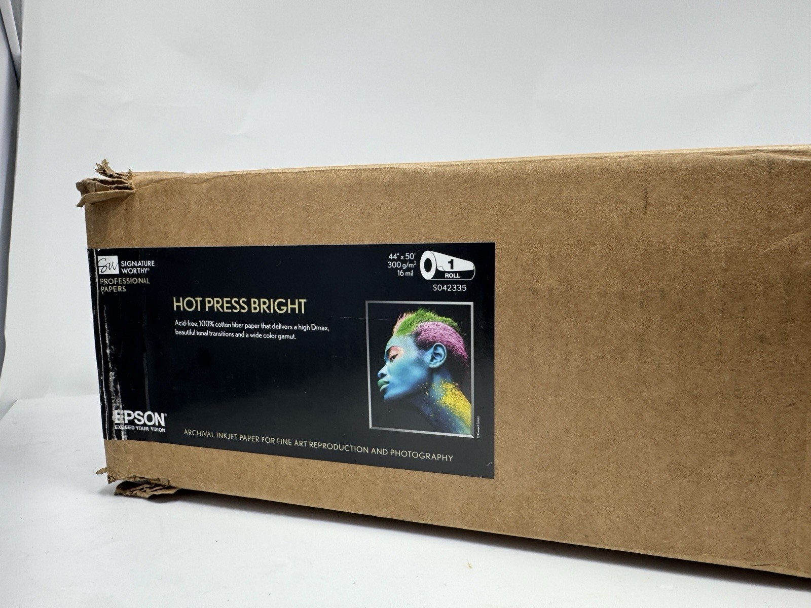 Epson Hot Press Bright Archival Inkjet Paper (44″ x 50′ Roll)- slightly unfurled