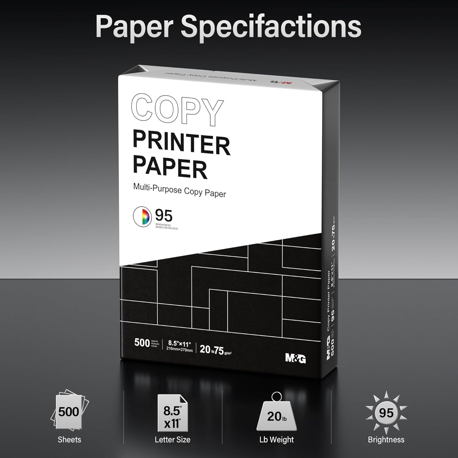 8.5×11 Jam-Free Printer Paper, 20lb Weight – Ideal for Bright, Clarity Printing