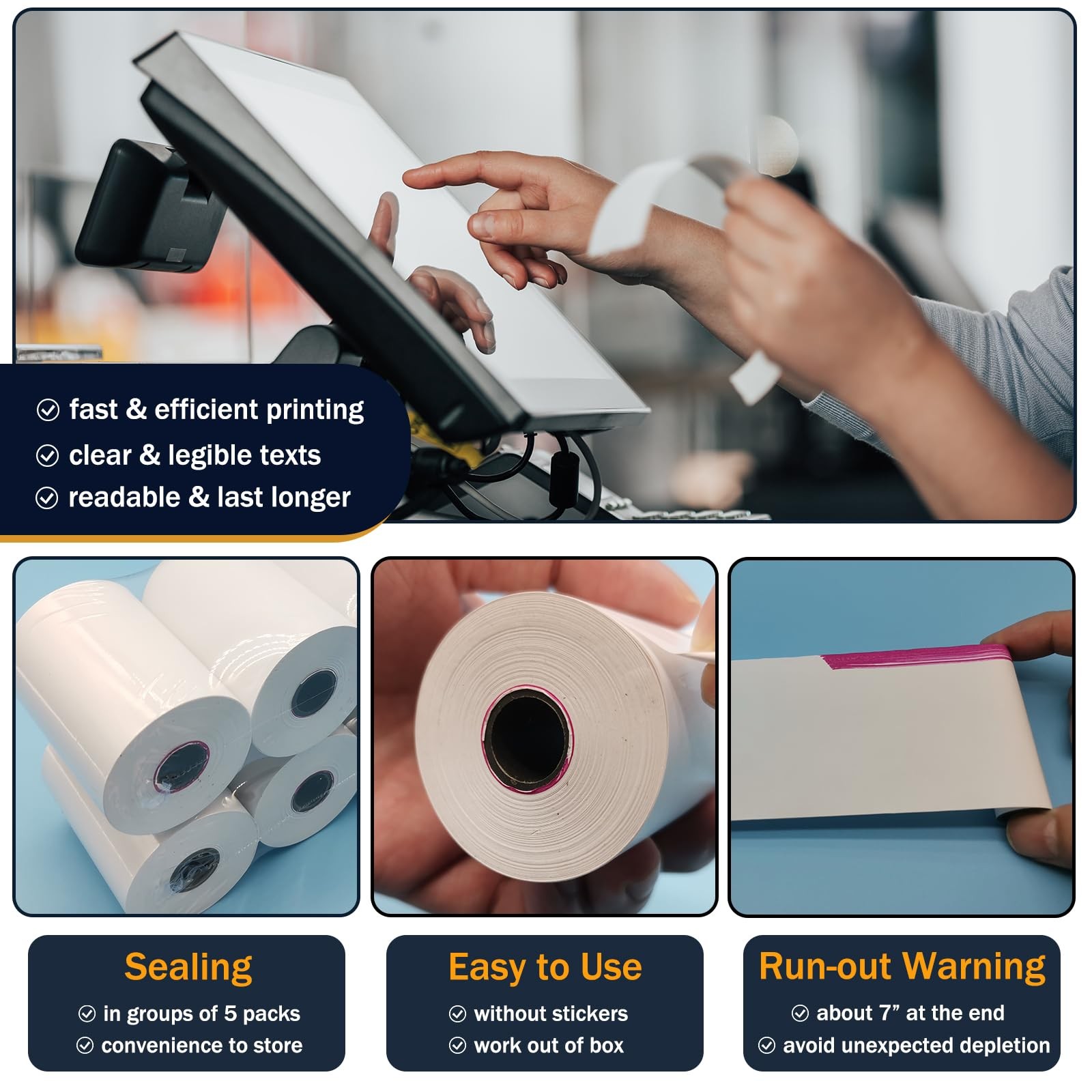 (50 Rolls) 2 1/4 x 50 Thermal Paper Rolls, BPA Free 50 white