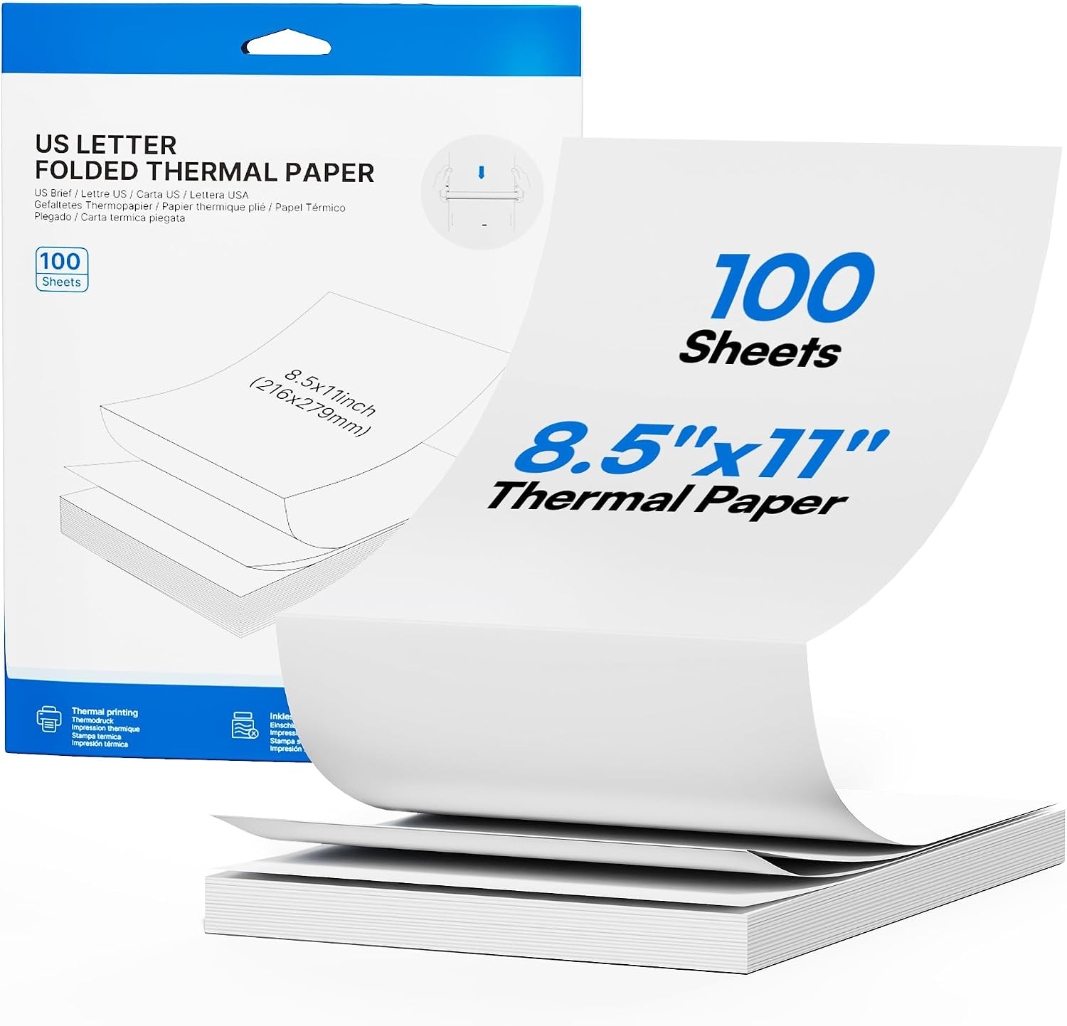 D90E Thermal Printer Paper 8.5 X 11 Inch, Continuous Folding Thermal Paper, US L