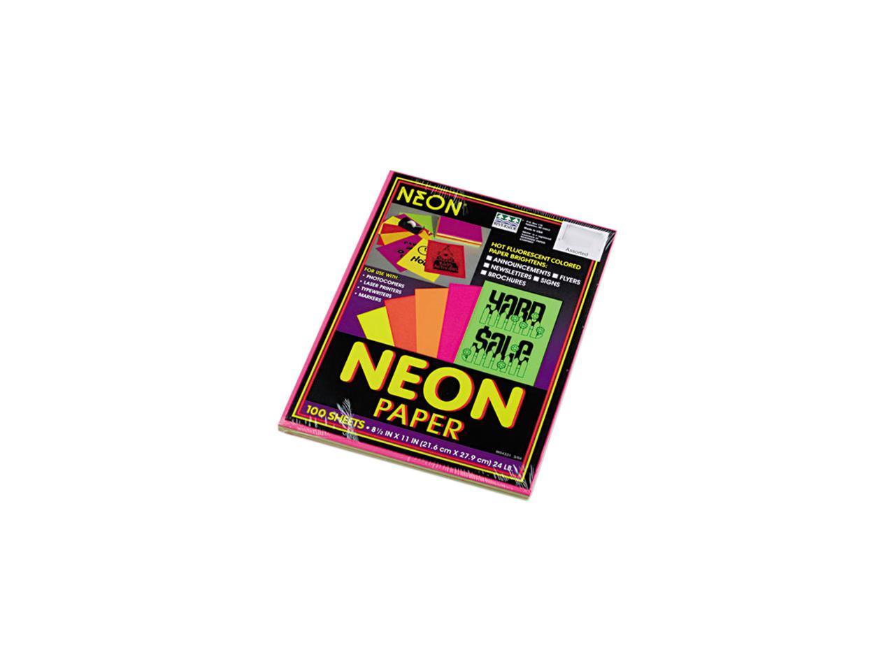 Pacon 104331 Array Colored Bond Paper, 24lb, 8-1/2 x 11, Assorted Neon, 100 Shee