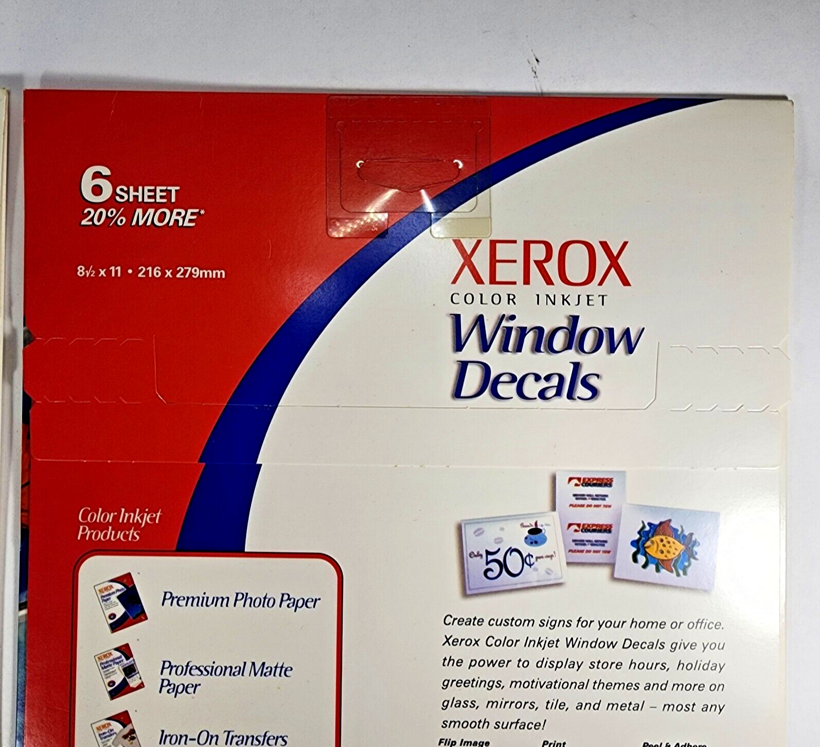 Xerox Color Inkjet Window Decals New Unopened Old Stock. 2pks of 6 Sheets