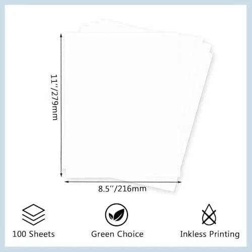 100 Sheets Thermal Printer Paper 8.5 X 11 Inch US Letter Size Thermal Paper