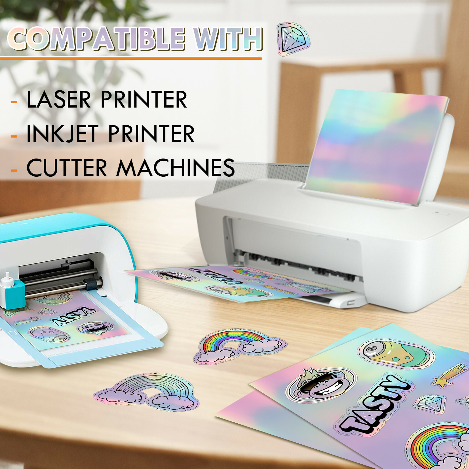 20 Sheets Koala Holographic Sticker Paper for Inkjet Laser Printer Glossy White