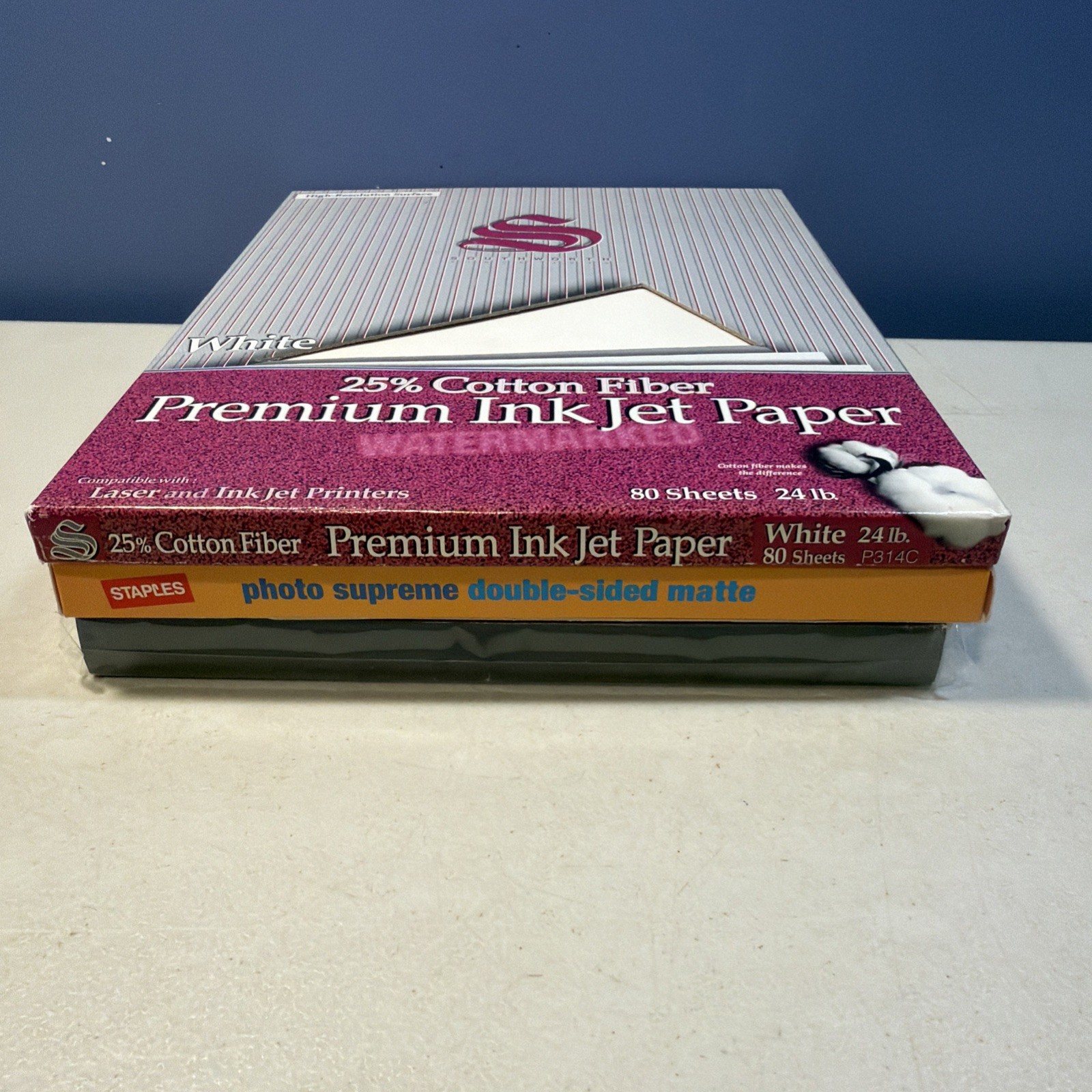 Specialty Printer Paper Lot: Staples Photo Supreme Matte & Southworth CoverStock