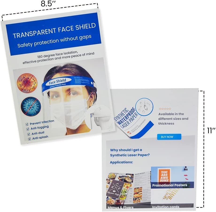 Printfinish Synthetic Laser Paper 8.5″ x 11″ 8.5 x 11 | 8 MIL inches