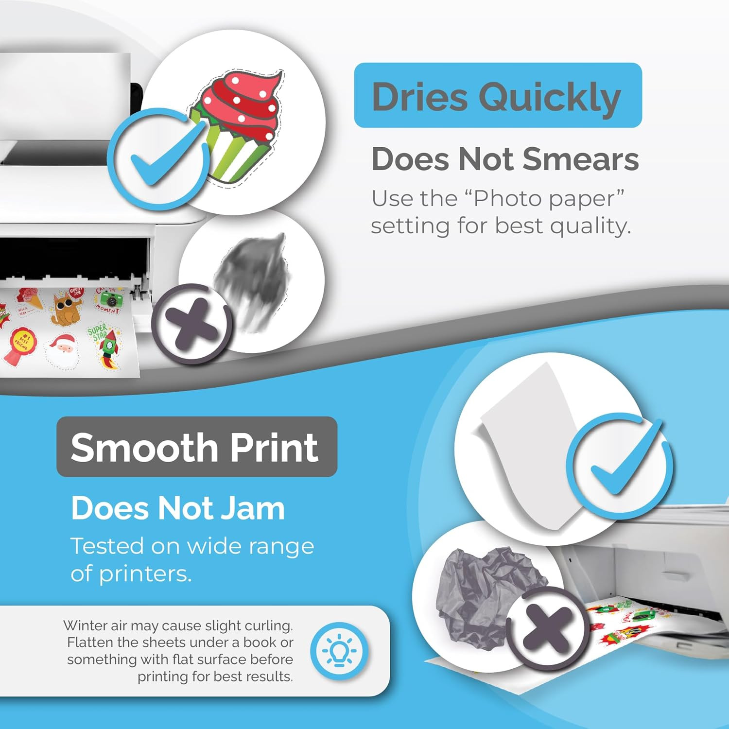 Premium Printable Vinyl Sticker Paper for Inkjet & Laser Printer – 32 Sheets Sel