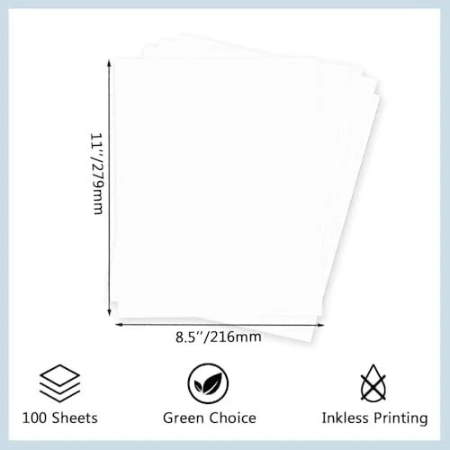 100 Sheets Thermal Printer Paper 8.5 X 11 Inch US Letter Size Thermal Paper