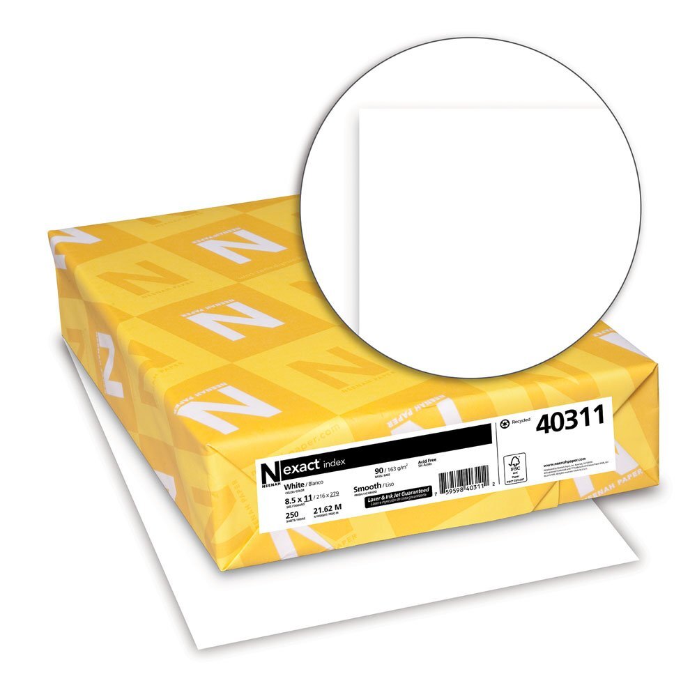 White Card Stock 250 Pack Smooth Surface for Inkjet Laser Printing Acid Free