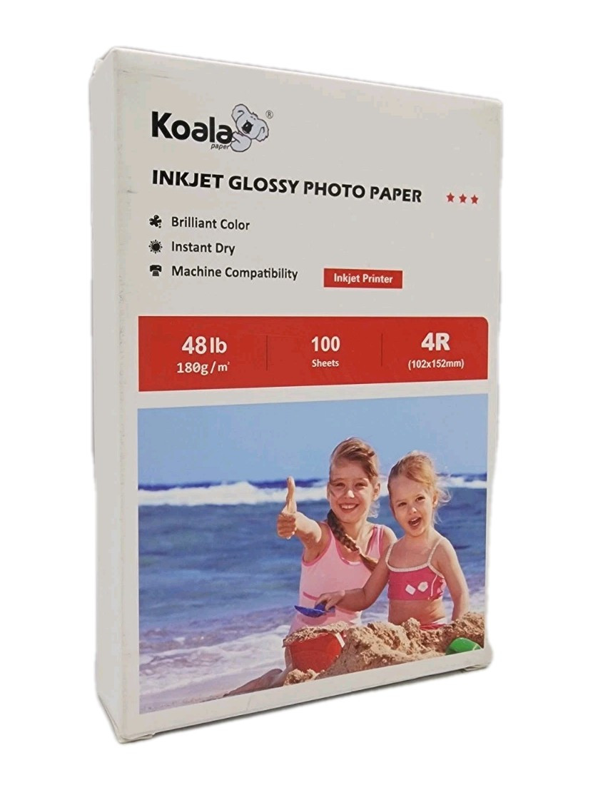 Koala Inkjet 4″x6″ Glossy Photo Paper 100 Sheets for Printer G180-4R