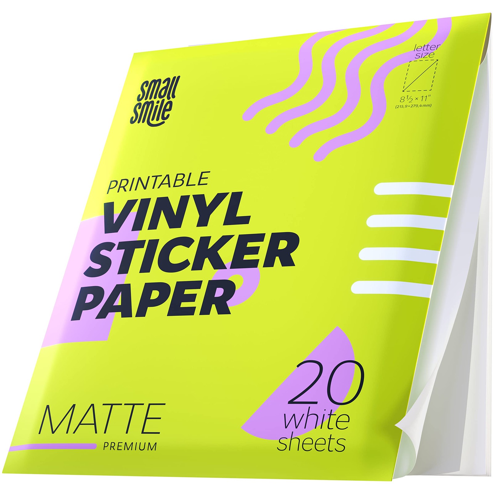 Premium Printable Vinyl Sticker Paper for Inkjet Printer and Laser – 20 White…