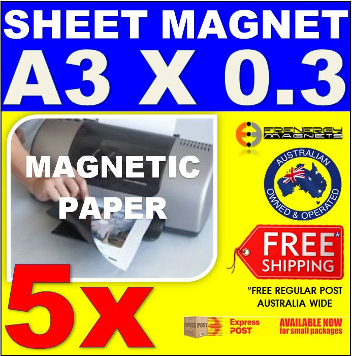 5x Magnetic Sheets A3 x 0.3mm Print Paper Printing Paper Magnet Sheet DIY Poster