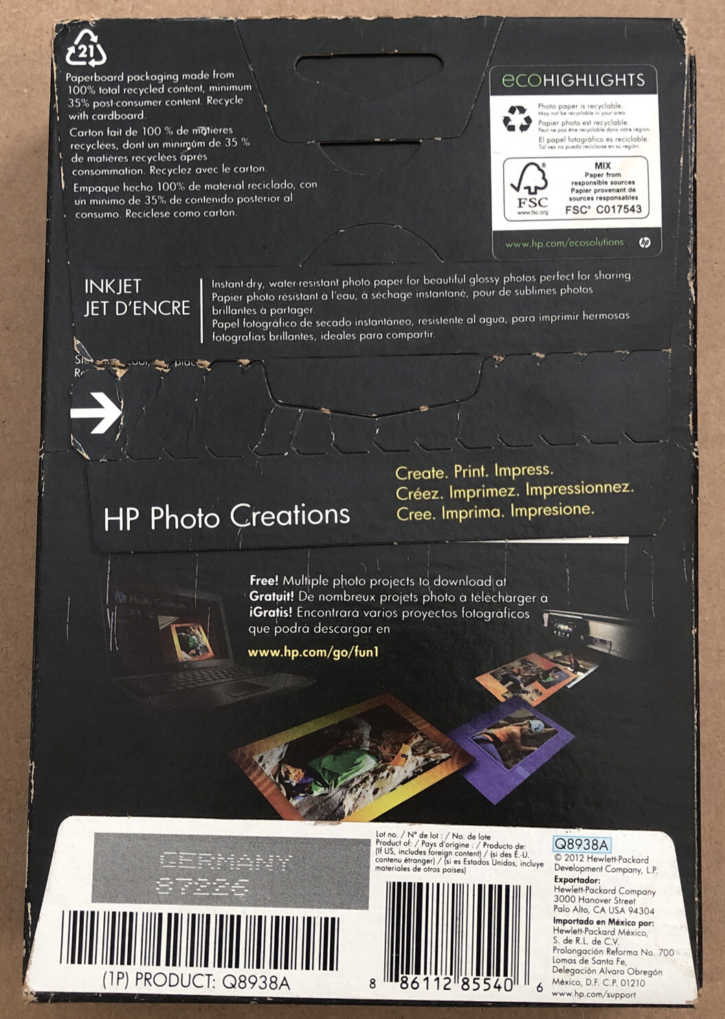NEW HP Advanced Photo Paper Glossy 4 x 6 Q8638A 100 Sheets