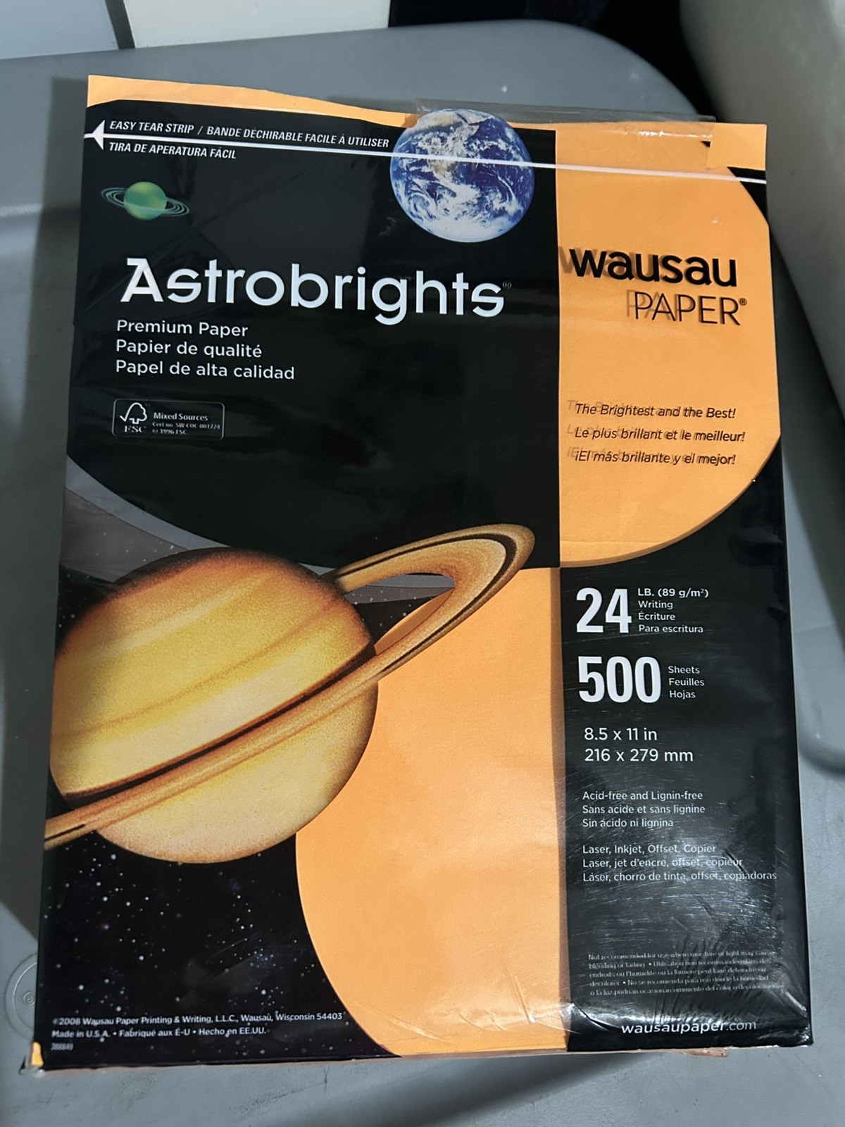 Wausau Papers Astrobright Paper Cosmic Orange 759598216583