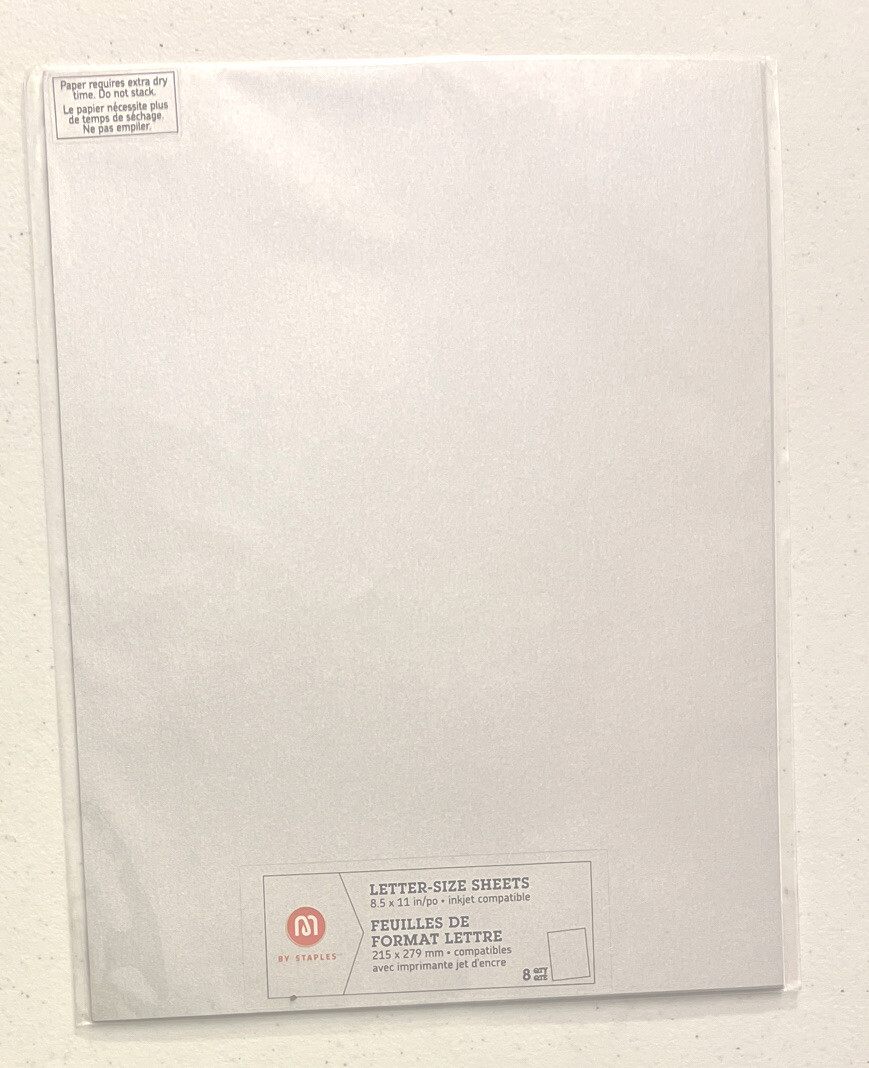 M By Staples letter size sheets 8.5“ *11 “ /po inkjet compatible （8 pages）Silver