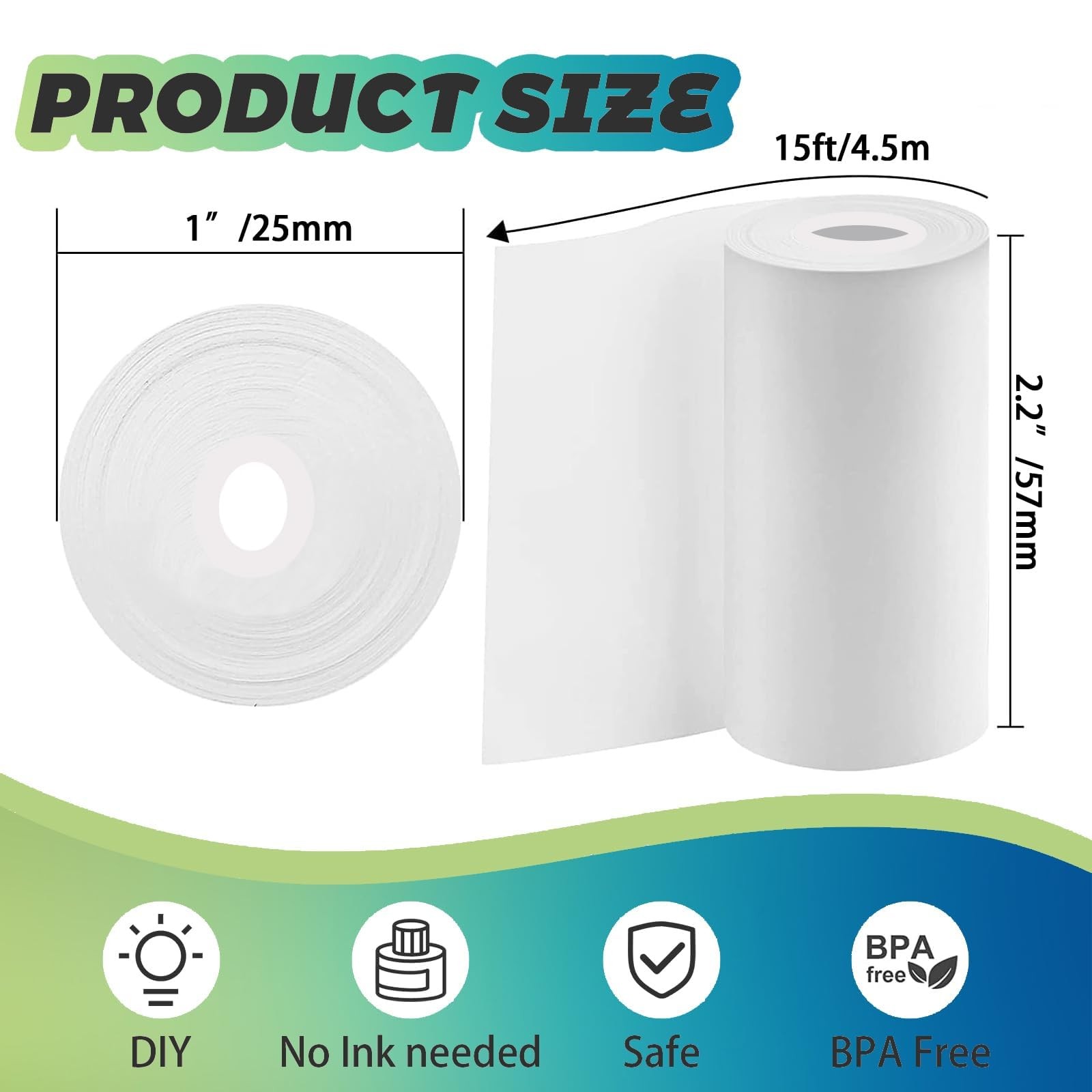5 Rolls Thermal Printer & 5 Rolls -adhesive Stickers, White Printer For Mini …