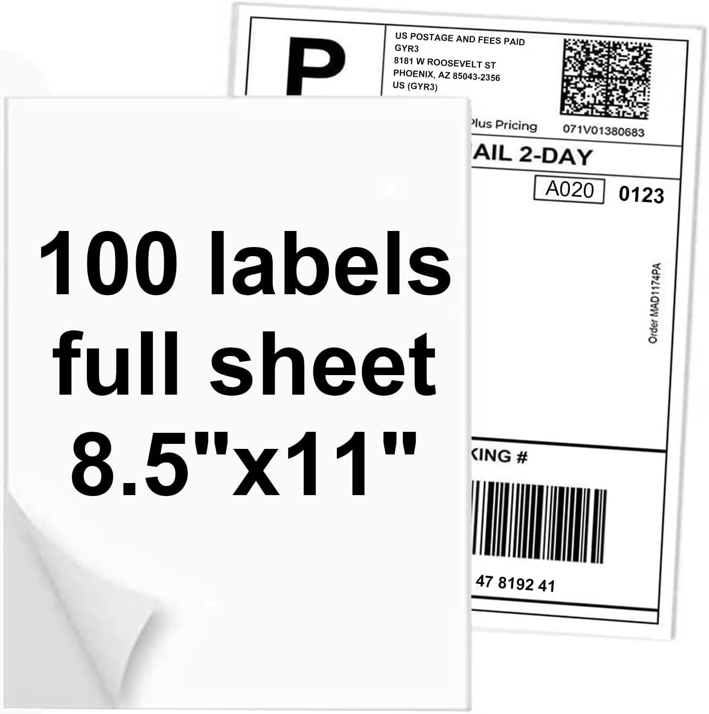 100 Full Sheets Sticker Paper for Laser & Ink Jet Printers, 8.5″ X 11″ Full