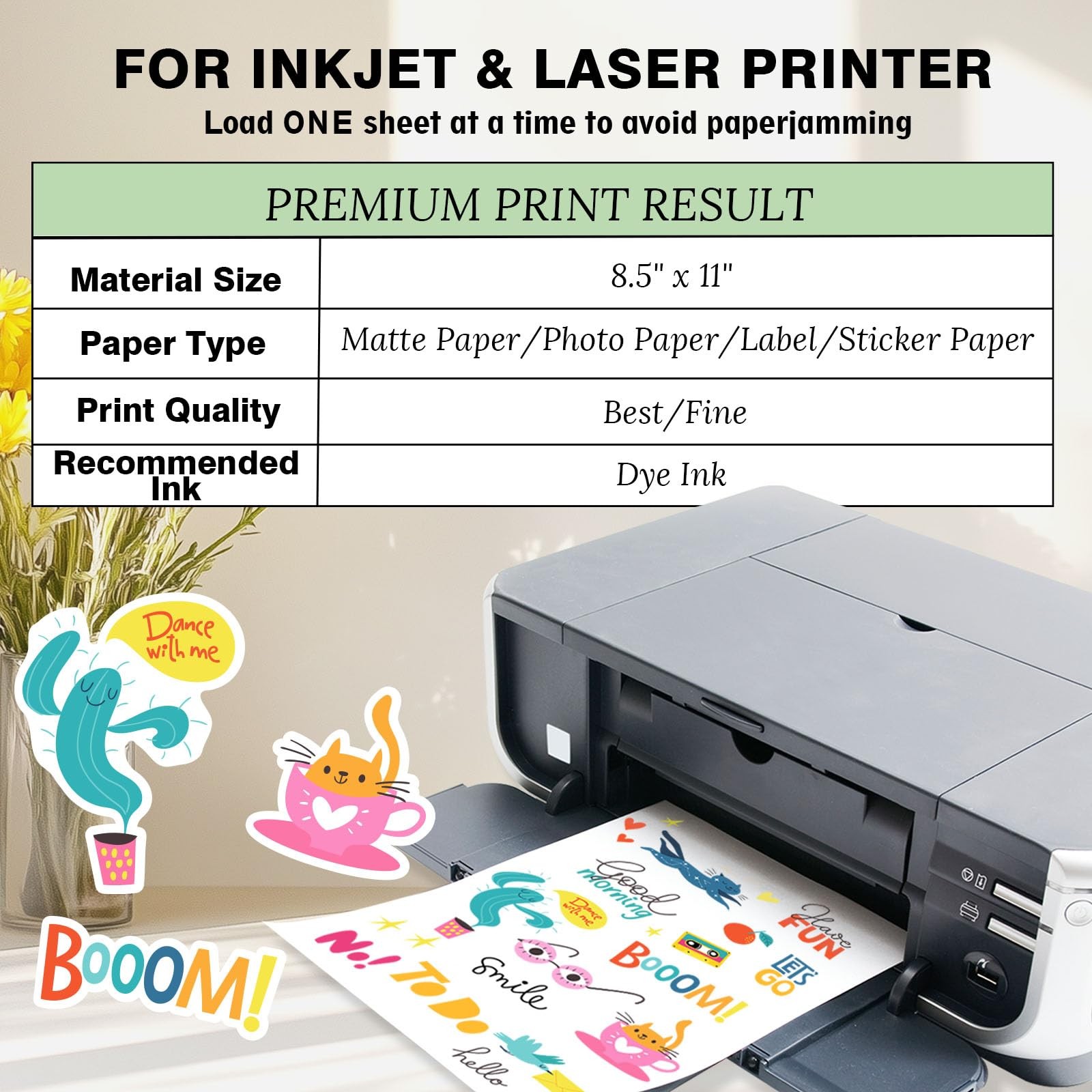 20 Sheets White Sticker Paper for Printing A4 216x279mm, Self Adhesive On…