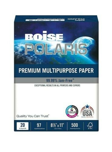 Boise Polaris Premium Multipurpose Paper Case 8.5 X 11, 5000 Sheets (10 reams)