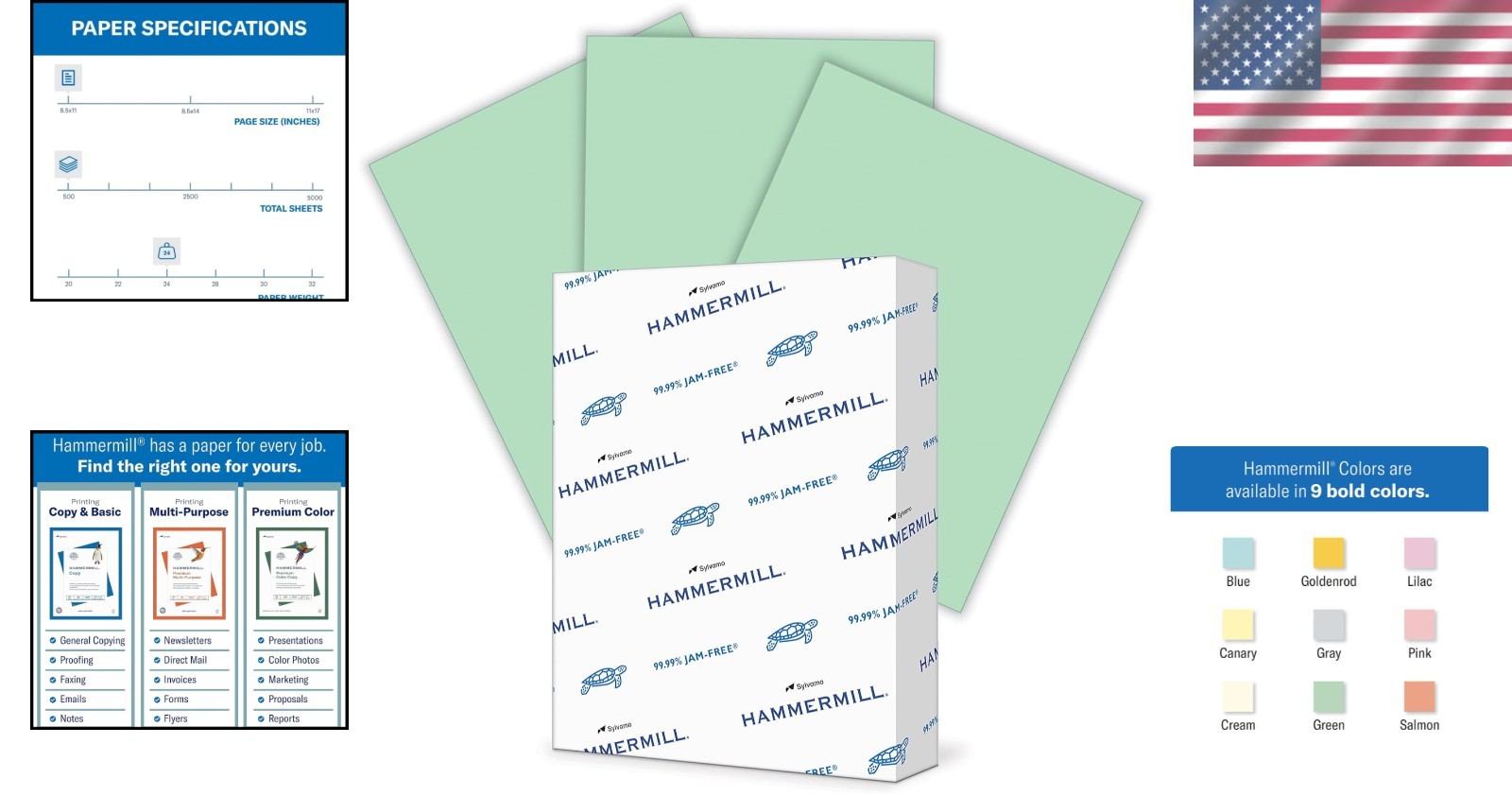 High-Opacity 24 lb Green Colored Paper, 500 Sheets – Ideal for Creative Projects